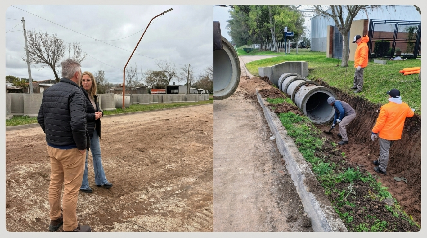 Obras: comenzó el entubado en calle Los Lapachos